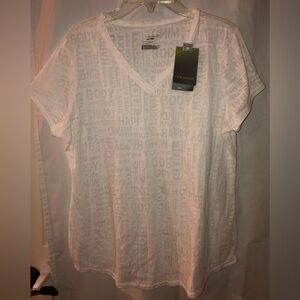 Tek Gear burn out Yoga tee-shirt white short sleeves NWT size Large